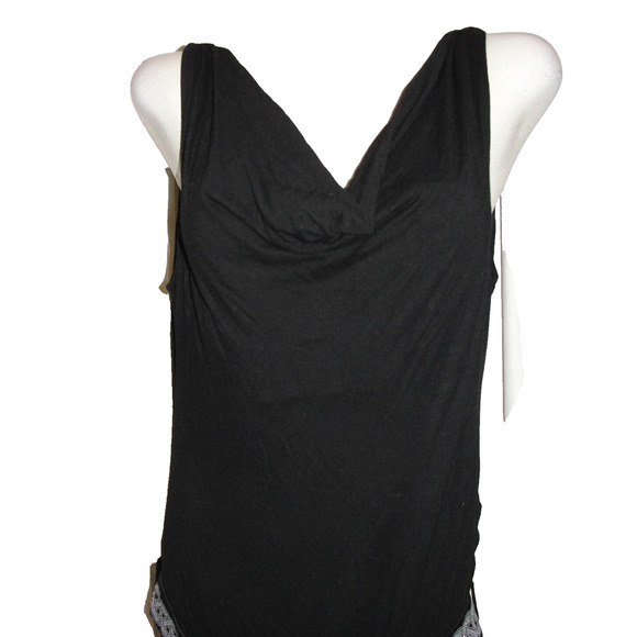 INNUENDO Catherine Van Osch Black Drape Neck Beaded Belt At Waist Dress Size 4 - Picture 2 of 6